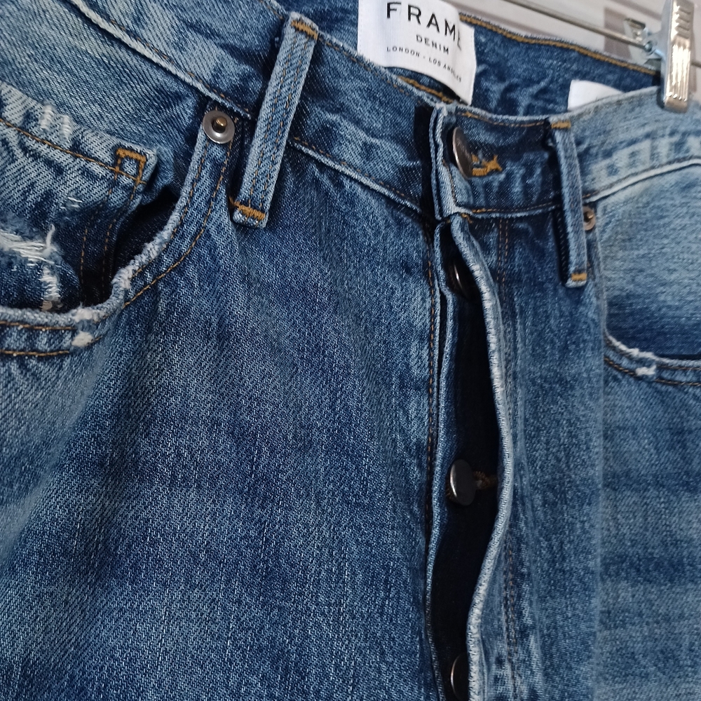 Frame Le Original High Rise Straight Fit Raw Hem Ankle Jean Size 30 - Picture 4 of 7